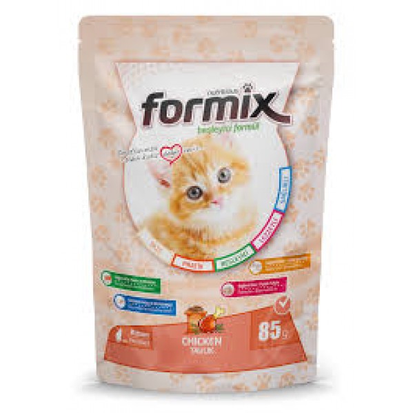 FORMİX POUCH KİTTEN TAVUK ETLİ KEDİ YAŞ MAMA  85GR